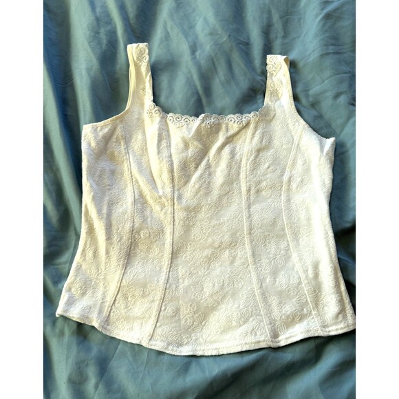 Arianne White Floral Stretch Lace Trim Camisole Size L - Picture 1 of 3